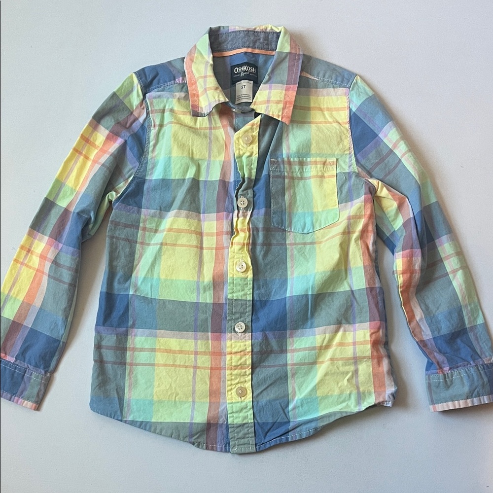 OshKosh B'gosh Pastel Plaid Button-Down Shirt - Yellow, Blue & Pink